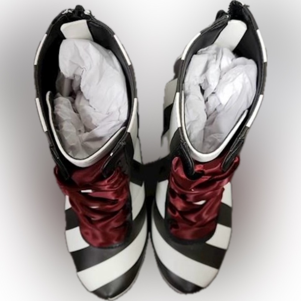 Killstar Black and White Striped Women's Boots - Picture 6 of 16